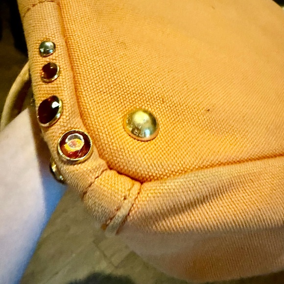 Prada Large Studded Canapa Orange 
2 Way Handbag with crossbody strap - Picture 5 of 6